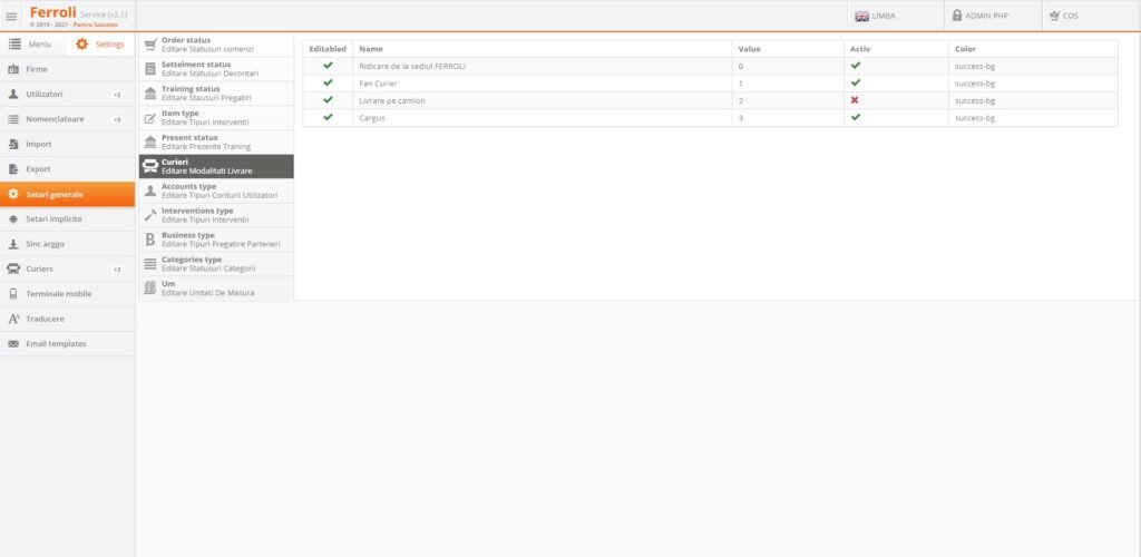 Aplicatia-Ferroli-Service-API-integrare-Curieri