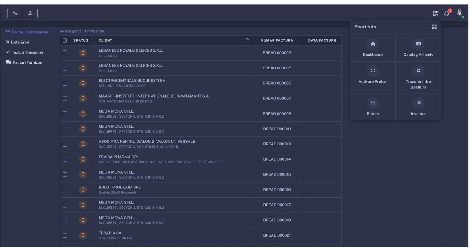 E-factura_Trimise_PamRetail Aplicatie gestiune stocuri pamro retail